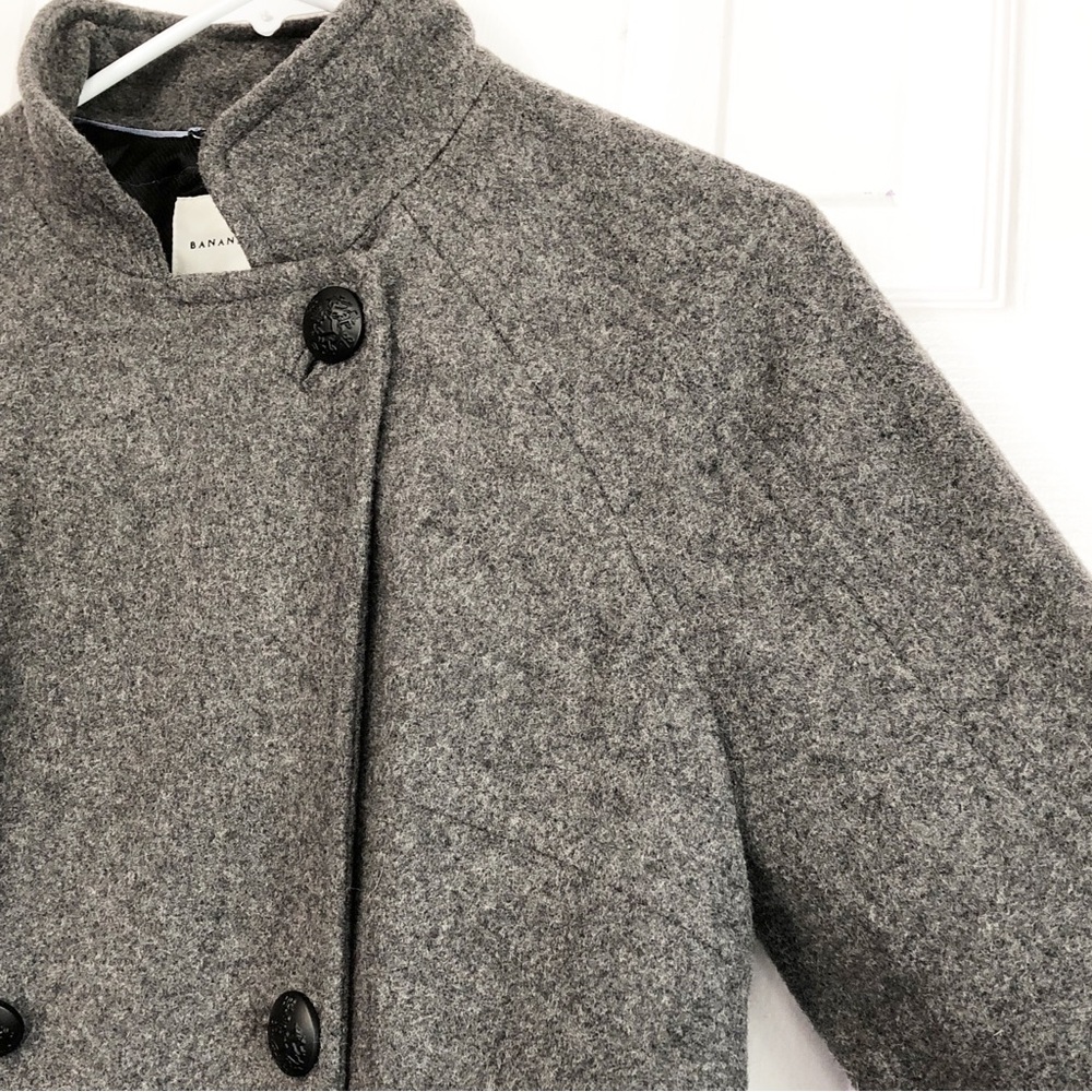 Banana Republic Preppy Gray Wool Blend Double Breasted Peacoat Small - Picture 6 of 16